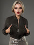 Damen Kunstlederjacke - Kurze Reißverschlussjacke mit Taschen
